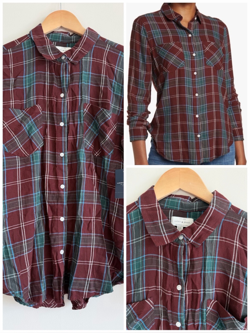 Lucky Brand Woven Plaid Top